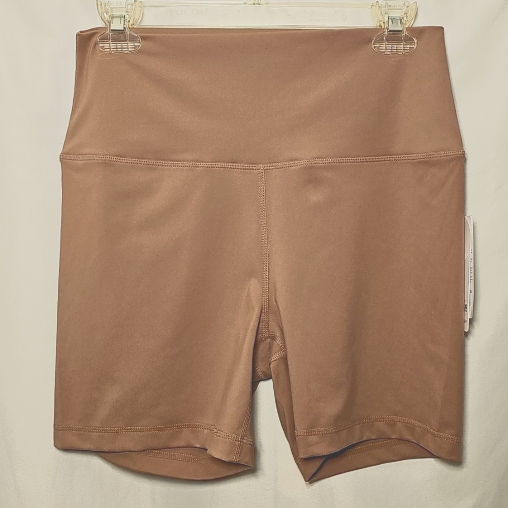 NWT Yogalicious Womens 5" Bike Lycra Sport Shorts Antler/Dark Blush Pink XL